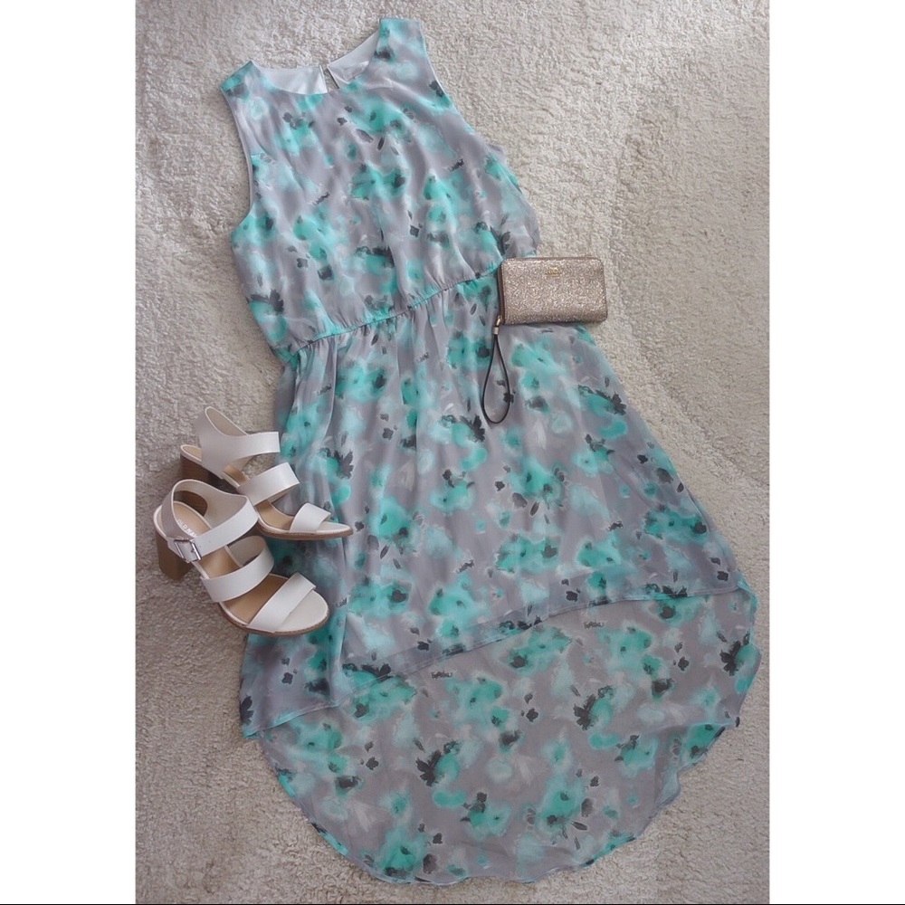 ✨EUC✨ CHARMING CHARLIE GREY & MINT HI-LOW DRESS